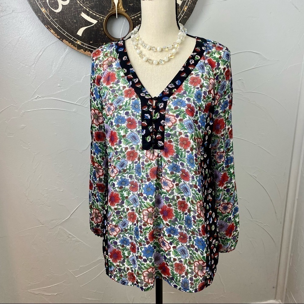 Nanette Lepore Floral Bohemian Boho style top, size M